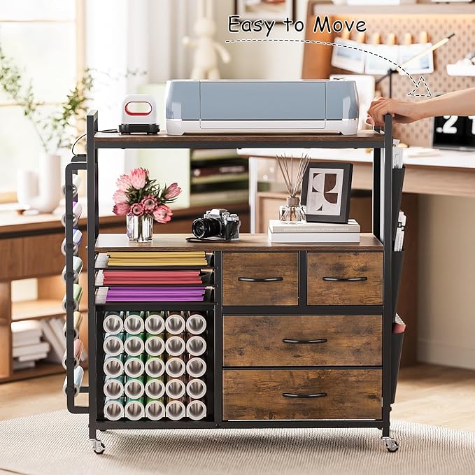 VENNQD Large Craft Organizer and Storage Rolling Cart Compatible - Image 2