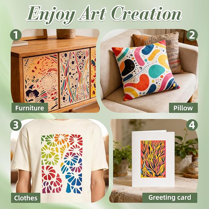 Geometric Texture Stencils for Crafts Reusable 16Pcs Stencils | DIY Art - Image 5