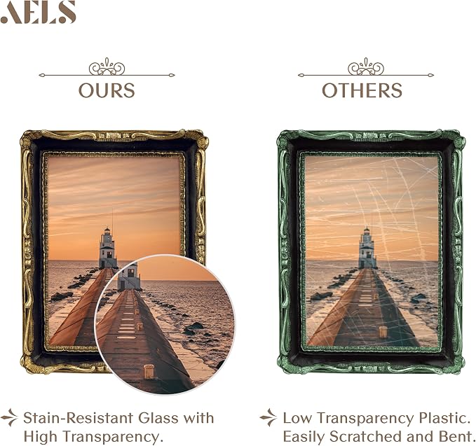 AELS 5x7 Inch Vintage Picture Frame, Elegant Antique Photo Frames - Image 3
