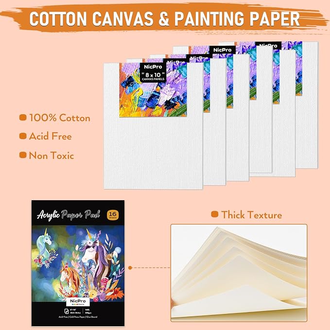 Nicpro 68PCS Acrylic Paint Canvas Set - Image 3