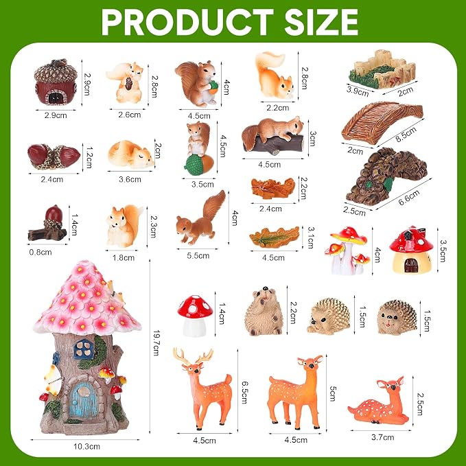 Unittype 33 Pcs Squirrel Garden Accessories Miniature Squirrel Figurines Tiny - Image 5