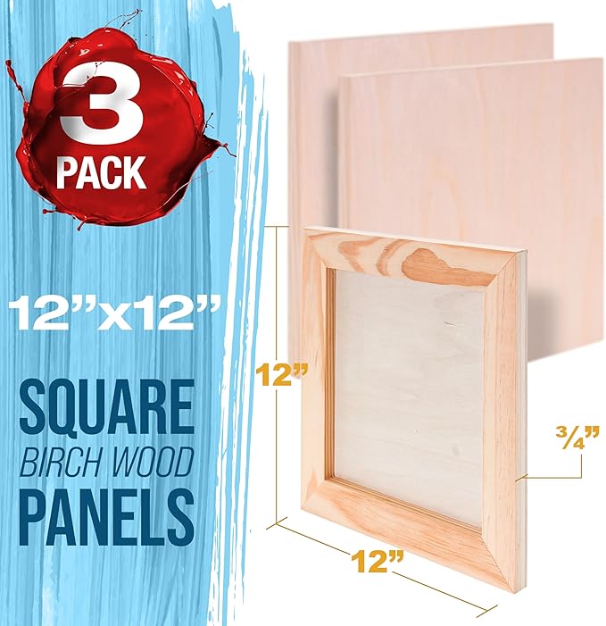 U.S. Art Supply 12" x 12" Unfinished Cradled Wood Panels - Image 2