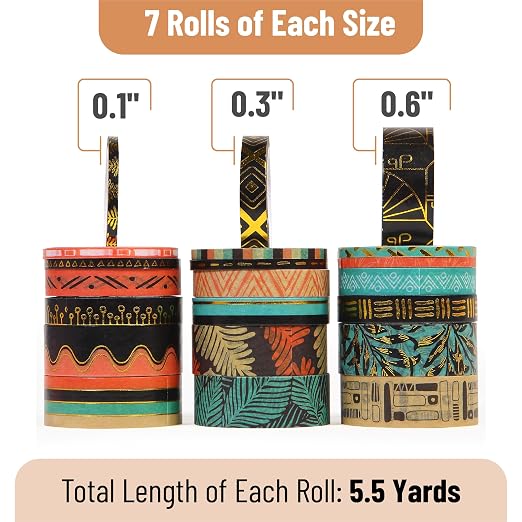 Mr. Pen- Washi Tape Set, 21 Rolls, 5.5 Yards/Roll | Washi Tape - Image 4