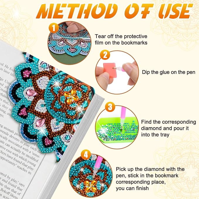 WIVICO 6Pcs Diamond Painting Bookmarks, Diamond Pearl Art Kits - Image 4