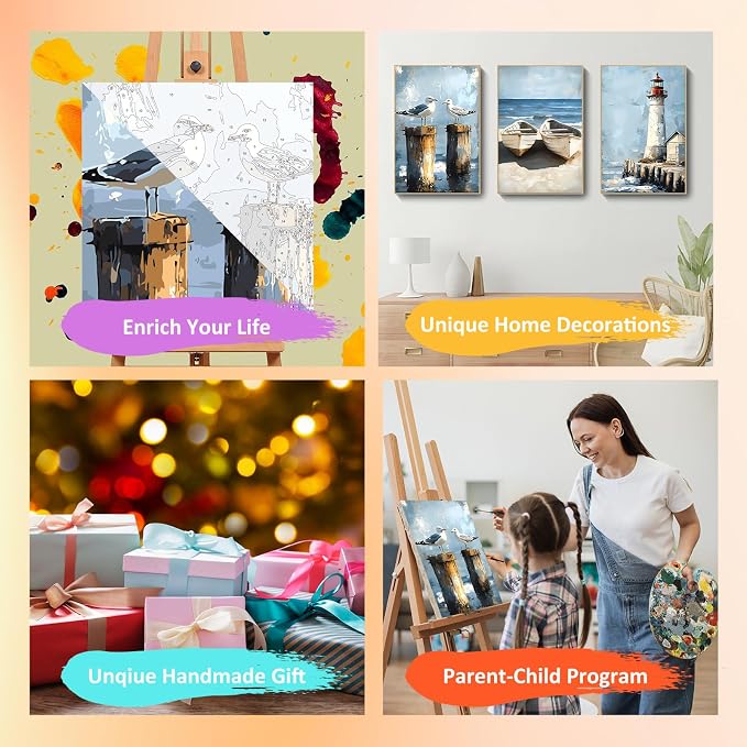 Mandun 3 Pack Beach Paint by Numbers Kit - Image 7