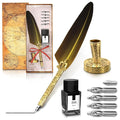 Antique Writing Quill and Ink Set – Stainless Steel Dip Pen Feather Quill Pen by Lagarto