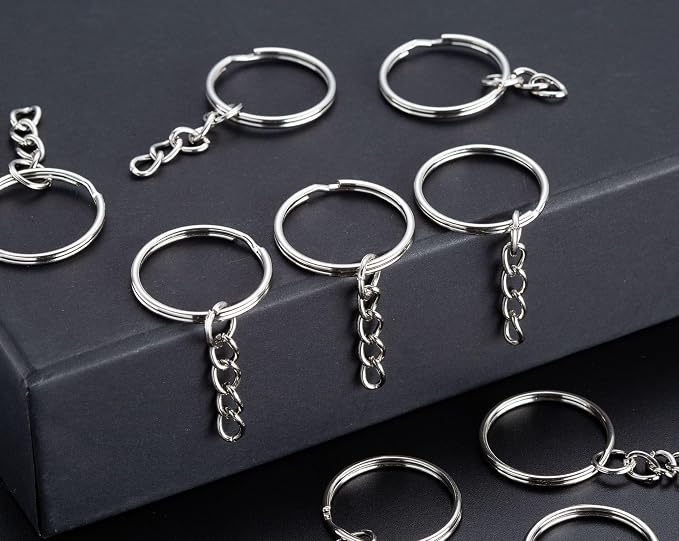 50Sets 1 inch Keychain Rings Silver Split Round Key Ring - Image 5