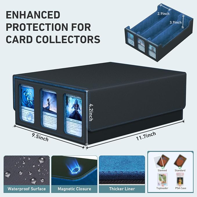 3-Row Trading Card Storage Box, Bulk Cards Case - Image 5