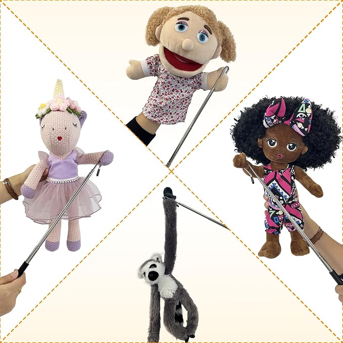 4 Pcs Adjustable Hand Puppet Control Stick, 21inch Puppet Handles Arm Metal - Image 4