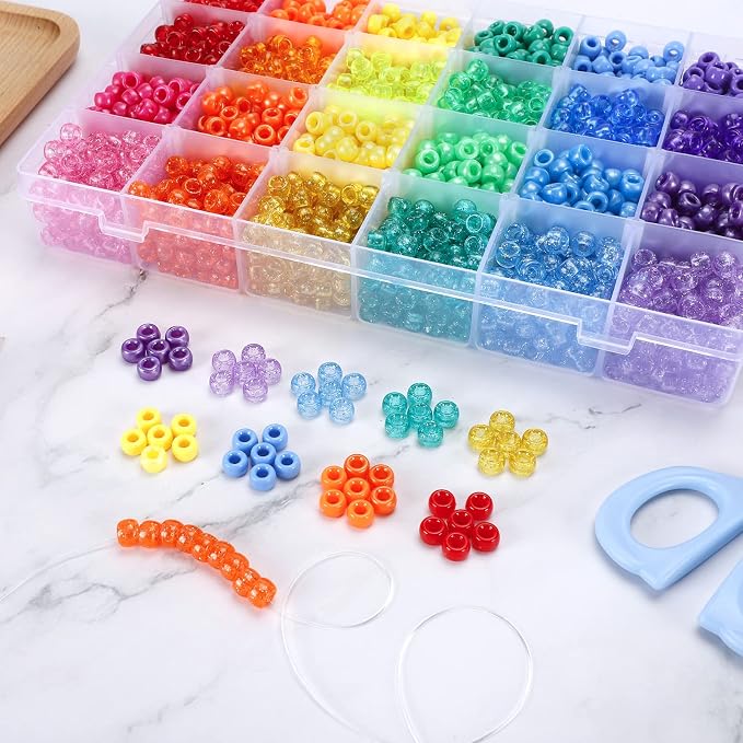 2880pcs Pony Beads for Bracelets Kandi Beads Bulk Rainbow Beads Plastic Bead - Image 4