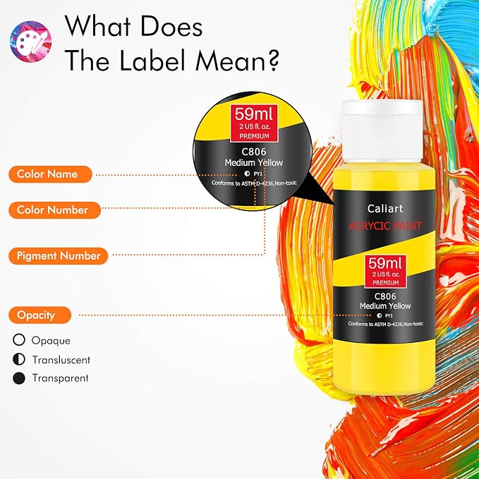 Caliart 24 Colors Acrylic Paint Set - Image 4