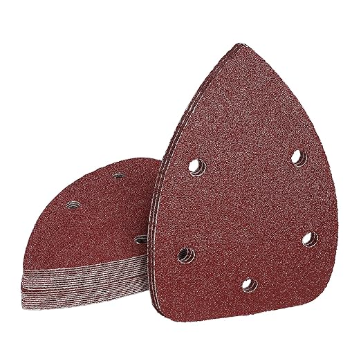 80 Grit Mouse Sander Sandpaper, Jamiikury 5 Hole Detail Sander Sandpaper Palm Sander Paper Mouse Sanding Pads Hook and Loop Sanding Sheets - Pack of 20