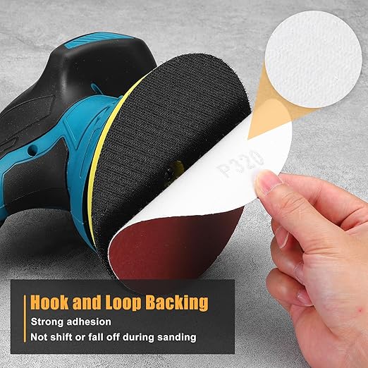 72 Pcs 5 Inch Sanding Disc 40/60/80/120/180/240 Grit Round Hook and Loop Sandpaper for Random Orbital Sander Automotive Car
