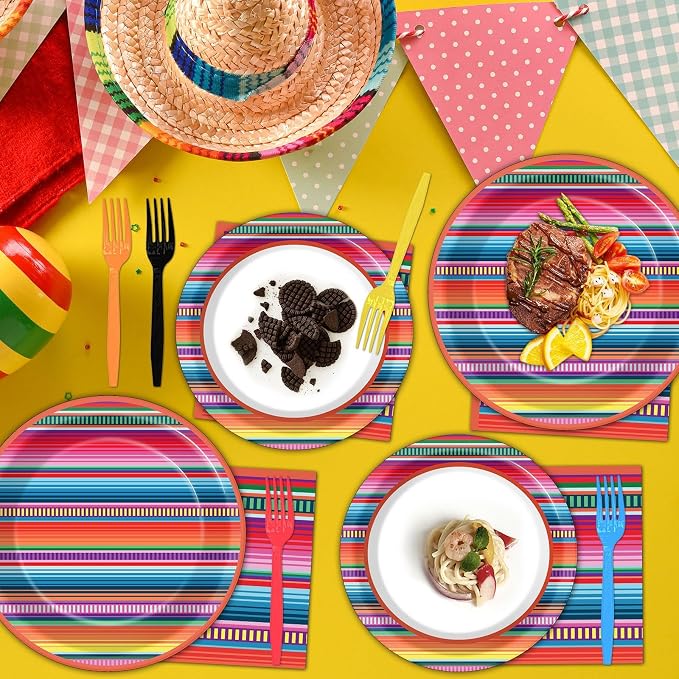 100PCS Mexican Fiesta Plates and Napkins Sets 5 Mayo Plates Mexican Fiesta - Image 3