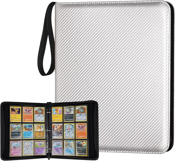 GERMUN 3 Ring 9 Pocket Zipper Card Binder, 720 Double Sided Standard PU Trading by GERMUN