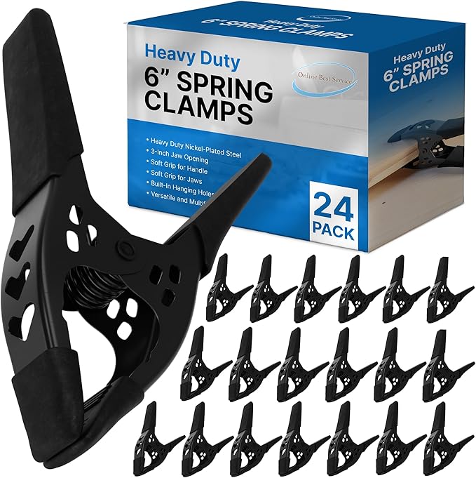 Lot of 24-6" inch Spring Clamp Large Super Heavy Duty Spring Metal All Black - 2.5 inch Jaw opening