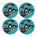 10 Inch Miter/Table Saw Blades 4pcs, 80 Teeth ATB TCT Fine Finish Wood Cutting Circular Saw Blade with 1 Inch Arbor