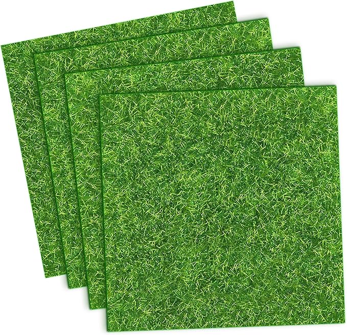 4 Packs 6x6 Inch Cuttable Artificial Grass Squares, Realistic Fake Grass Mats by Unknown