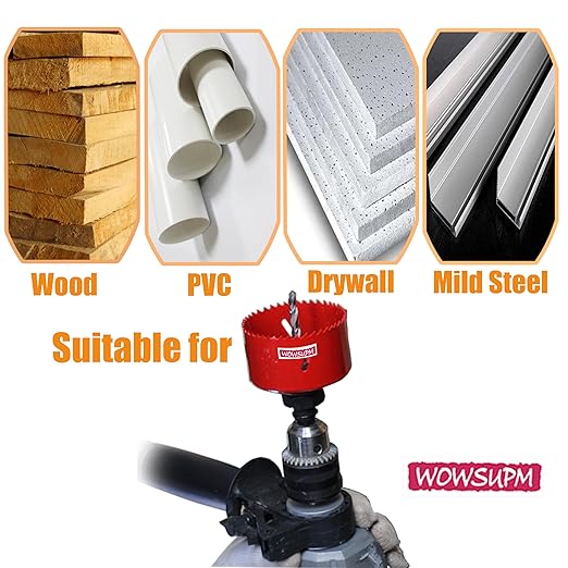 4-1/8 Inch HSS Bi Metal Hole Saw Cutter with Arbor Heavy Duty Hole Saw Bit Cutting Depth 1.5” for Drywall Thick Wood PVC Metal Aluminum