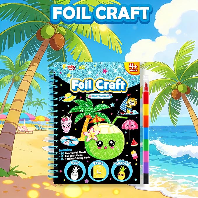 FUNNYB&G Foil Art Craft Kit for Kids 4-10 Years Old: Mess-Free & No-Glue - Image 3