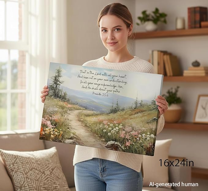 YOXORDQ Christian Bible Floral Canvas Wall Art Scripture Wildflower Picture - Image 6
