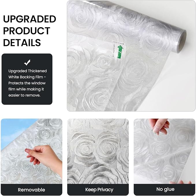 ADD.HERES Window Privacy Film, Frosted Glass Decorative Static Cling, Removable - Image 3