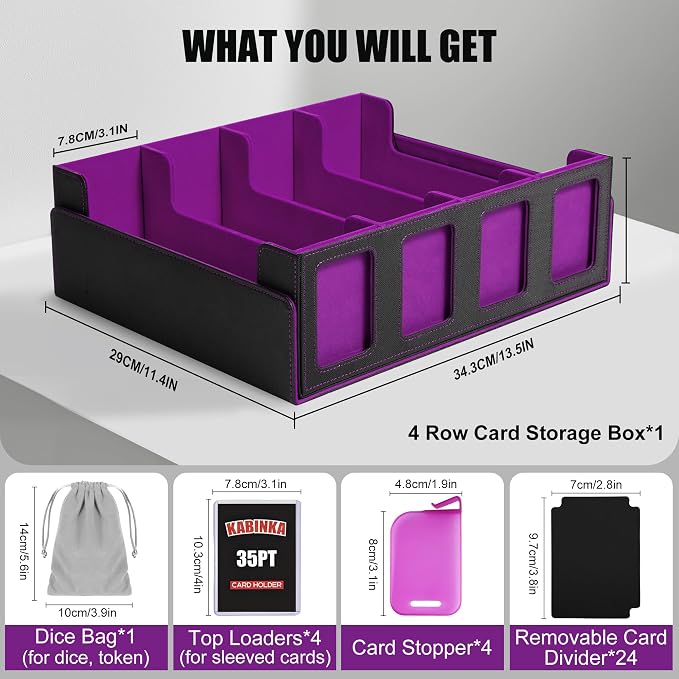 Trading Card Storage Box with Commander Display, 4-Row Deck Case with Removable - Image 3