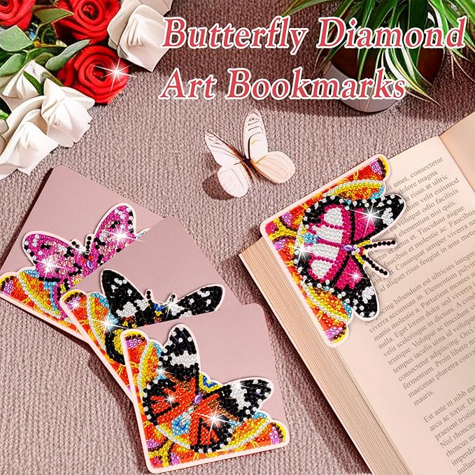 WIVICO 4Pcs Diamond Painting Bookmarks, Diamond Pearl Art Kits - Image 3