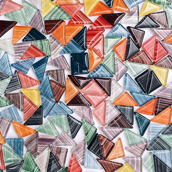 LITMIND 1.1LB Striped Crystal Glass Mosaic Tiles – Triangle Mix Assorted Colors - Image 3