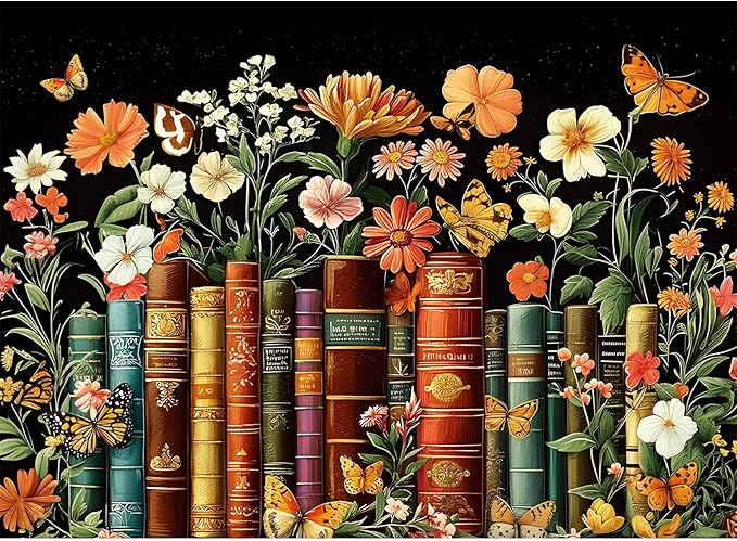 500 Piece Puzzle for Adults | Vintage Wildflowers Books Puzzle | Recycled by Maiqufa