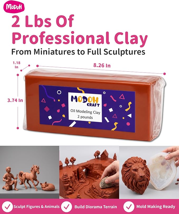 Plasticine Oil Based Modeling Clay, Non Hardening Reusable Clay, Non Toxic - Image 3