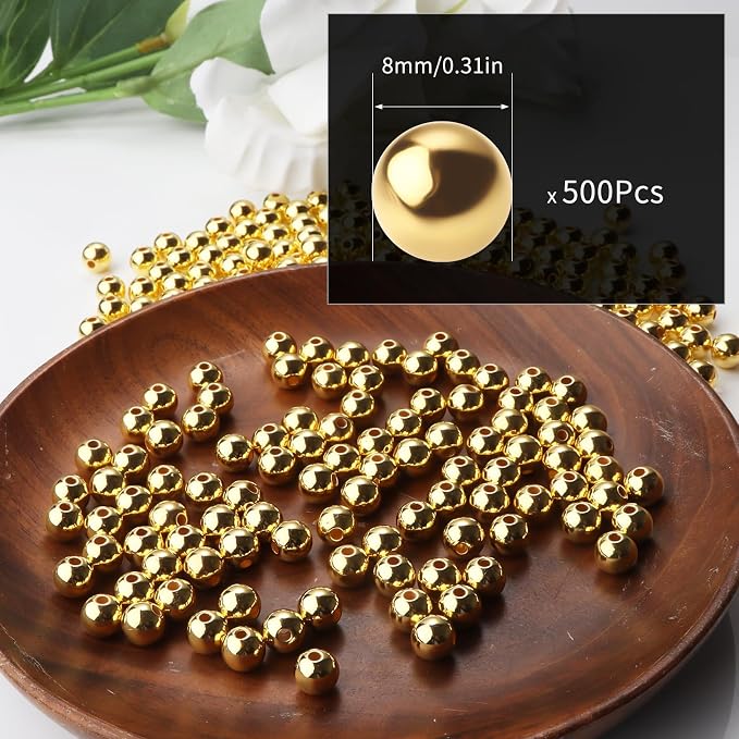 500pcs Gold 8mm Pearl Beads - Image 2