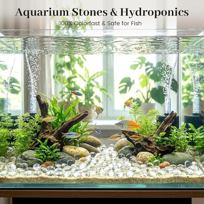 FUTUREPLUSX 1Lb Flat Glass Marbles, Decorative Glass Pebbles, Rocks Fish Tank - Image 5