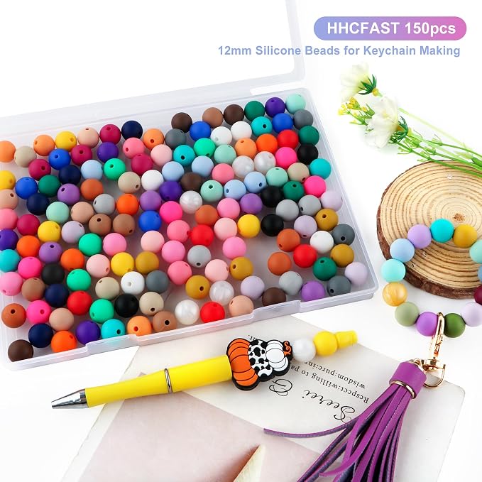 150Pcs 12mm Silicone Beads for Keychain Making and Bracelet Making, 30 Colors - Image 4