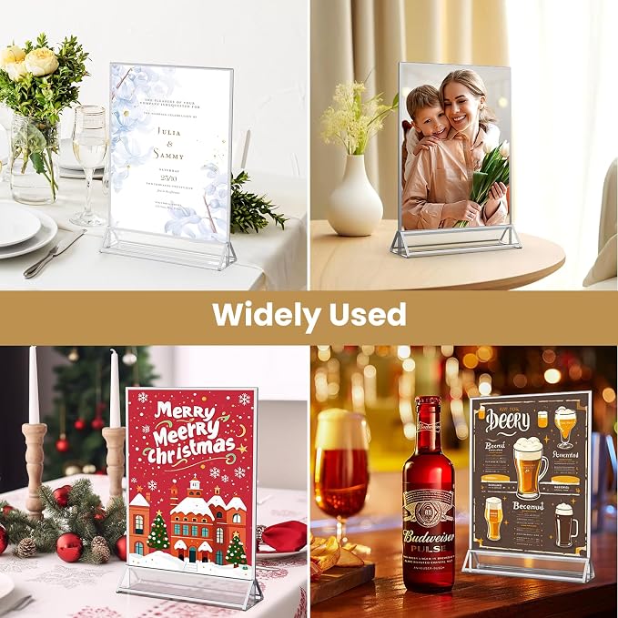 5X7 Silver Frames Double-Sided Acrylic Sign Holder，12 PCS | Silver Picture - Image 7