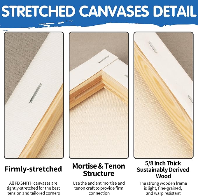 FIXSMITH Stretched White Blank Canvas - Image 3