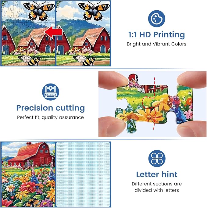 1000 Piece Puzzle for Adults, Honey Bee Farm Puzzles, Butterfly Flowers Garden - Image 4