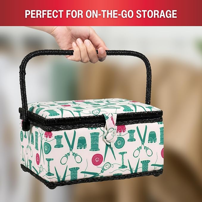 SINGER 07271 Basket with Sewing Notions Kit & Removable Tray-Vintage Spools - Image 8