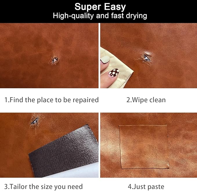Leather Repair Patch Self-Adhesive Leather Patches for Furniture Couch Sofa Car Seats, PU Vinyl Leather Repair Tape Kit to Fix Office Chairs, Cabinets, Handbags (Brown, 3.9 X 78.7 inch)