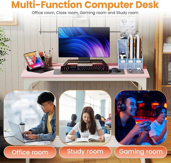 PayLessHere | 39 Inch Computer Desk | Pink | Office Desk - Image 5