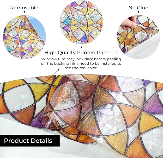 ADD.HERES Window Privacy Film, Stained Glass Decorative Static Cling, Removable - Image 7