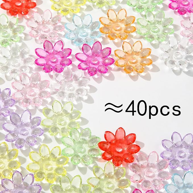 40pcs Flower Shape Caps Beads 5-Petal Flower Bead - Image 2