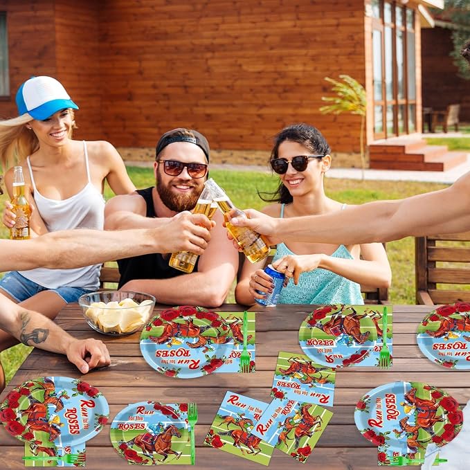 Qyeahkj 100 Pcs Kentucky Party Supplies Derby Day Tableware Set Run - Image 7