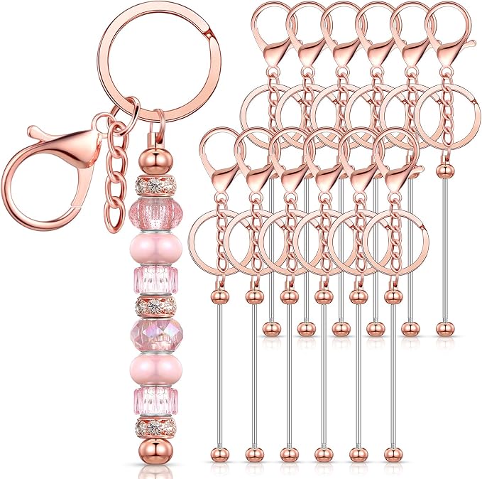 Tondiamo 12 Pcs Beadable Keychains Bars Bulk Blank Beaded Metal Keychain by Tondiamo