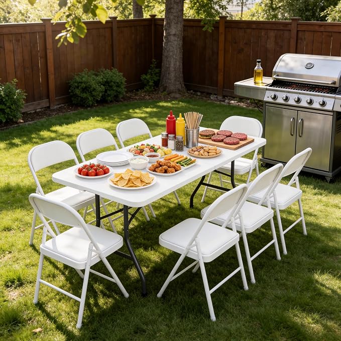 Folding Table 2 Pack, 5 FT Foldable Plastic Table - Image 4