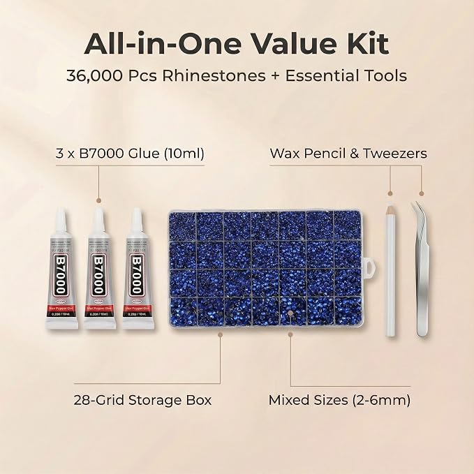 36000Pcs Royal Blue Rhinestones - Image 2