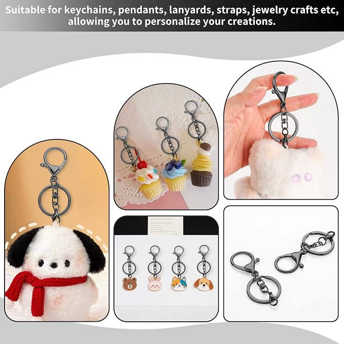 Gkeygo 10 Pack a Set Metal Lobster Claw Clasps and Key Rings, Key Chain - Image 7