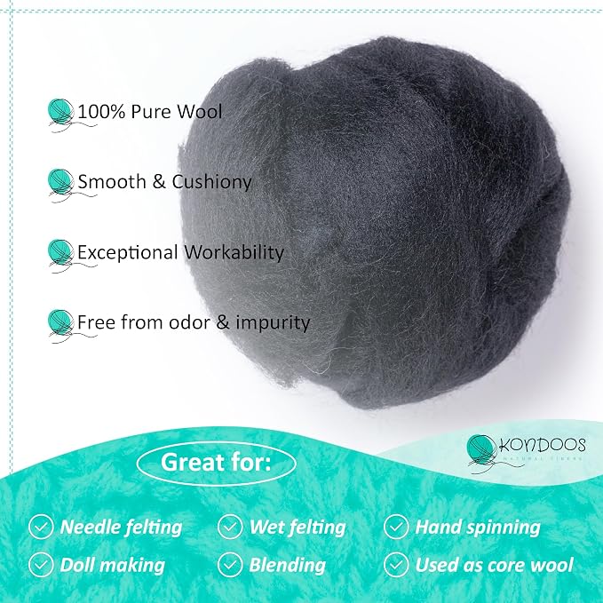 Kondoos Natural Wool roving, 2 OZ. Best Wool - Image 3