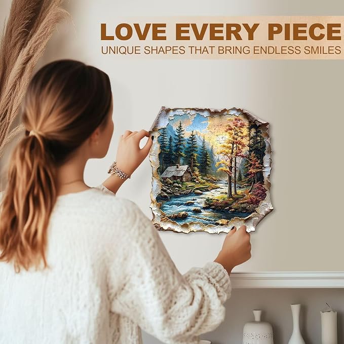 Autumn Dreamscape Puzzles Adults Gifts Wooden 185 Pieces 10.6 * 10.5in - Image 6