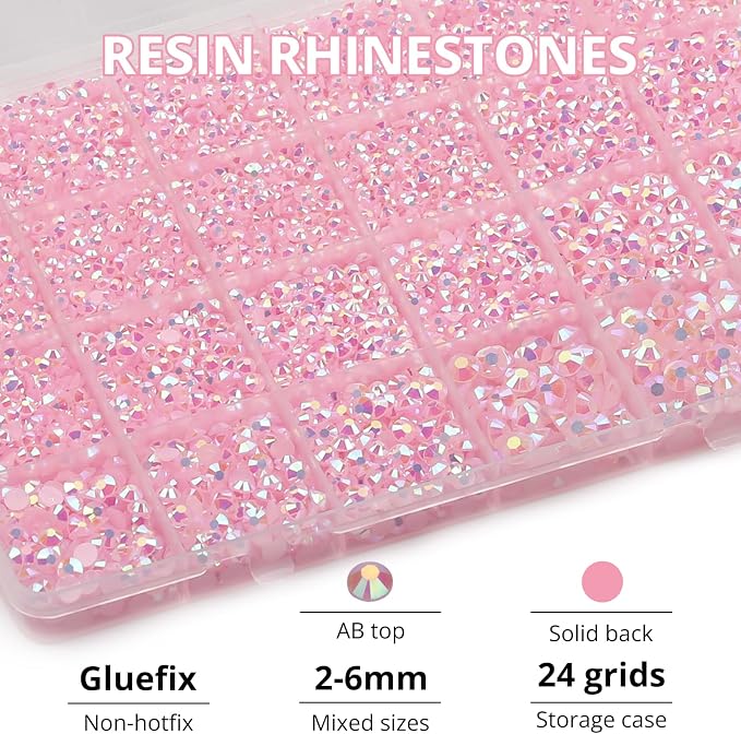 31000Pcs Pink Rhinestones for Bedazzling, Flat Back Resin Gem Diamond Crystal - Image 3